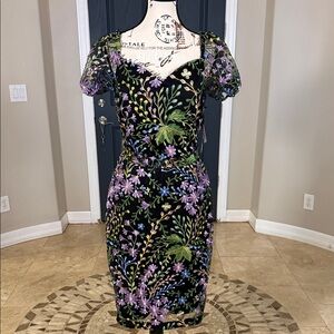 KENZIE BEAUTIFUL EMBROIDERY DRESS WITH SHEER PUFF SLEEVES 8